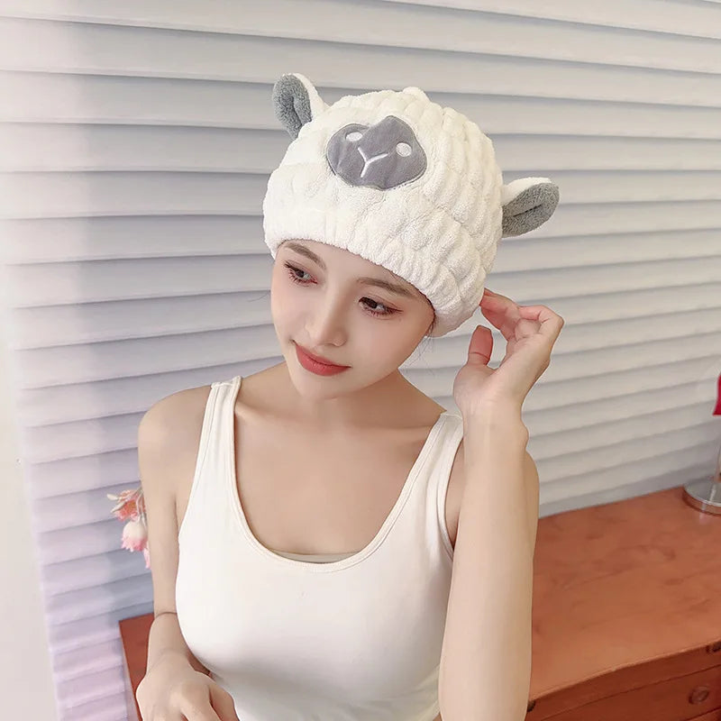 Dry Hair Hat Children Coral Velvet Cartoon Shower Cap Rabbit Ear Dry Hair Hat Wholesale Adult Female Dry Hair Towel