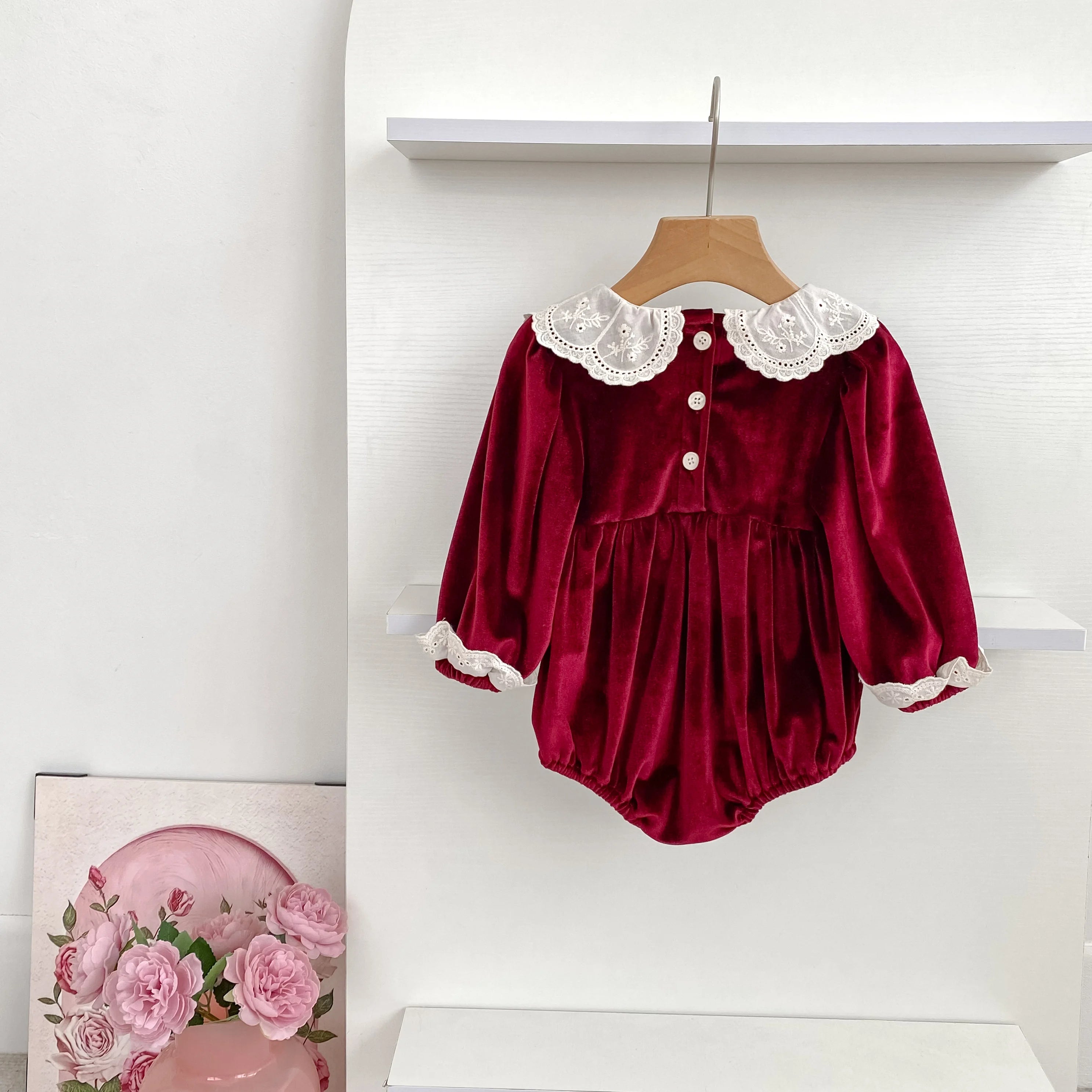 2025 Christmas 0-24M Baby Girls Jumpsuit Casual Bow Embroidered Long Sleeves Newborn Romper Christmas Party Toddler Cute Clothes