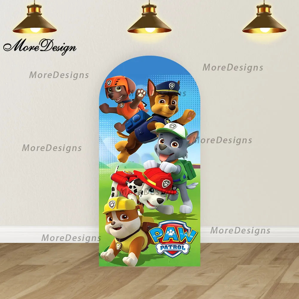 Paw Patrol Arch Covers Kids Birthday Party Photo Backdrop Baby Shower Decoration Cover Double-sided Zipper Photography Props