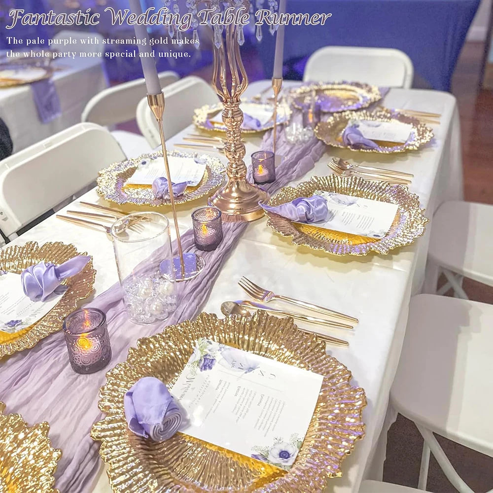 Lilac Purple Cheesecloth Table Runner Boho Rustic Gauze Lavender Purple Table Runner Wedding Bridal Shower Birthday Decoration