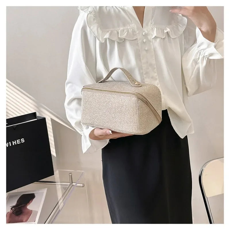 Sac à cosmétiques, grande capacité, design à paillettes fines, sac de toilette léger et pratique