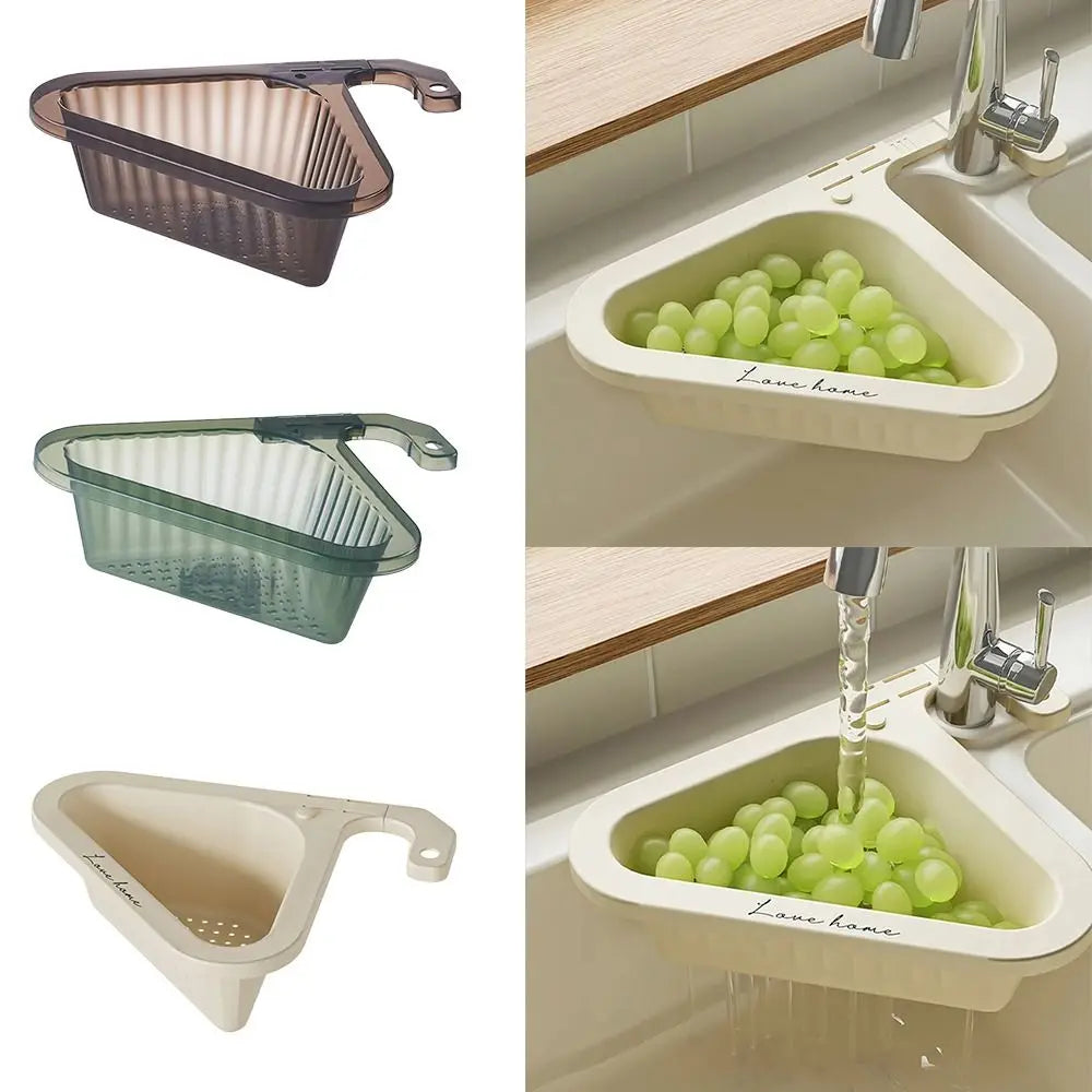 Kitchen Triangle Drain Basket Sink Retractable Rack Punch-free Vegetable Basin Sink Filter Storage Basket Kitchen Accessories