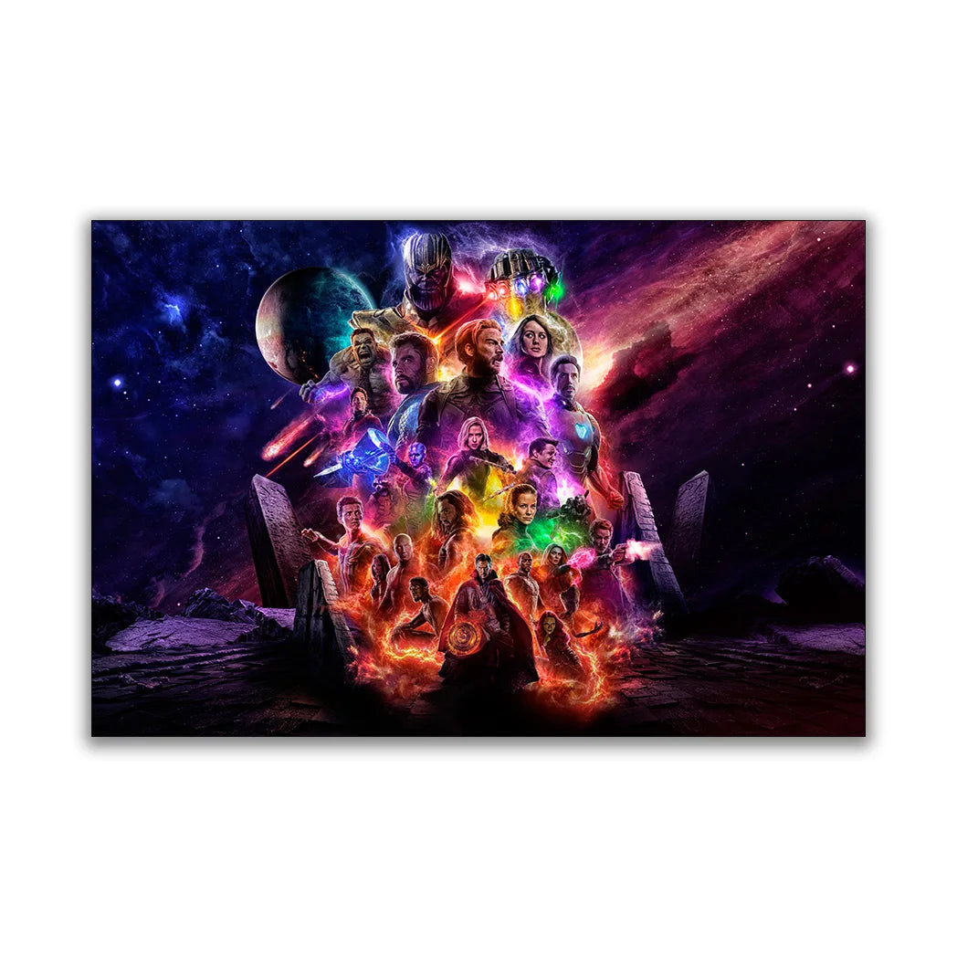 MINISO Marvel Avengers4：Endgame Movie Wall Art Posters All Ages Home Decor Room Marvel Superheroes Group Photo Canvas Painting