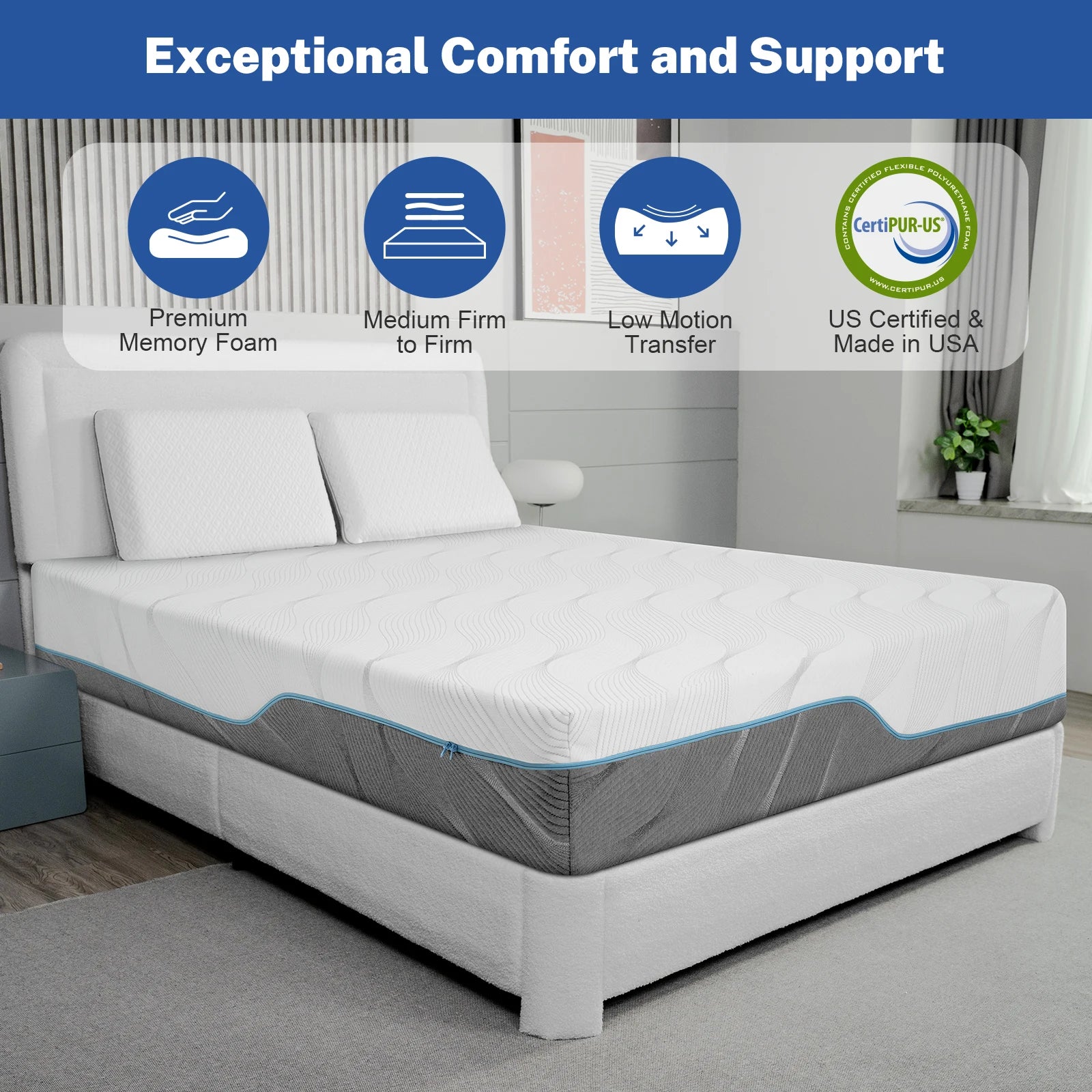 Matelas complet extra ferme Hcore, moyen 8/10 pouces - Matelas rabattable double face extra ferme pour les maux de dos