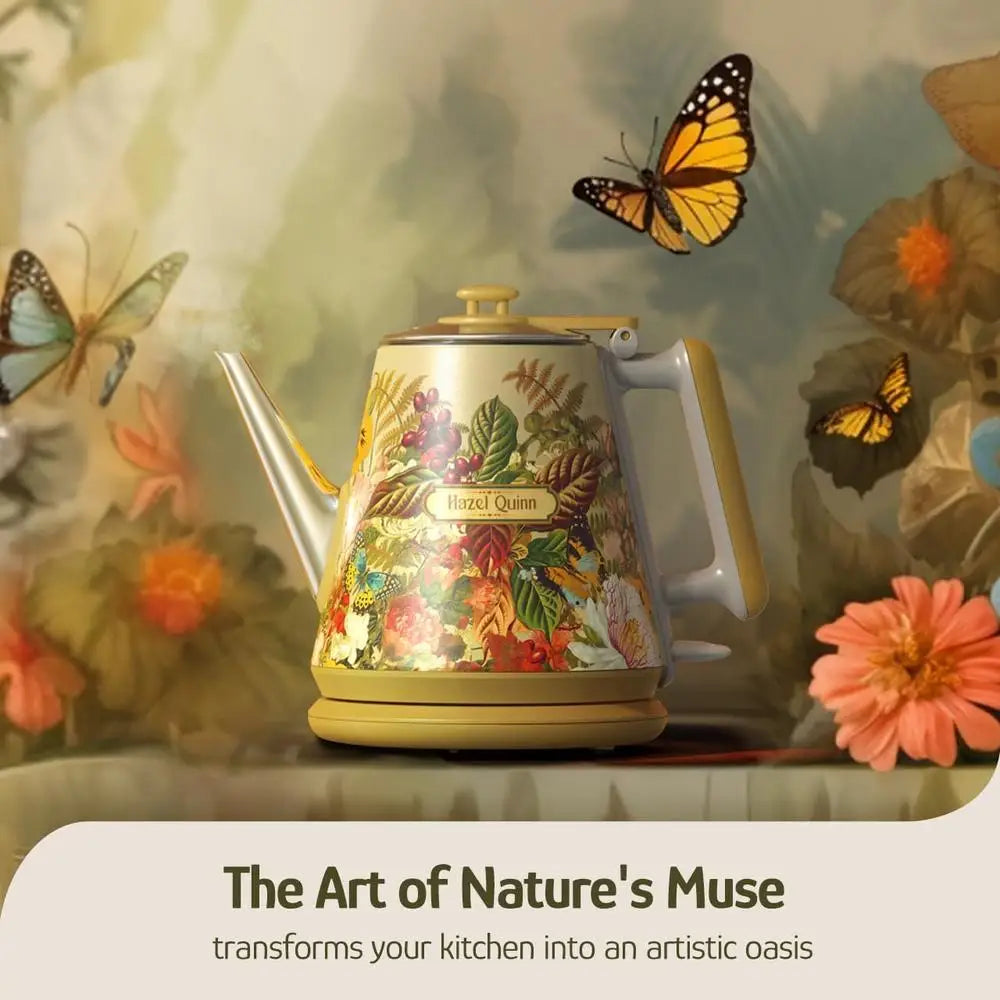 Compact Retro Electric Kettle Stainless Steel 1L Gooseneck Spout Rapid Boil 800W Double Wall Insulation Safe Hot Drinks