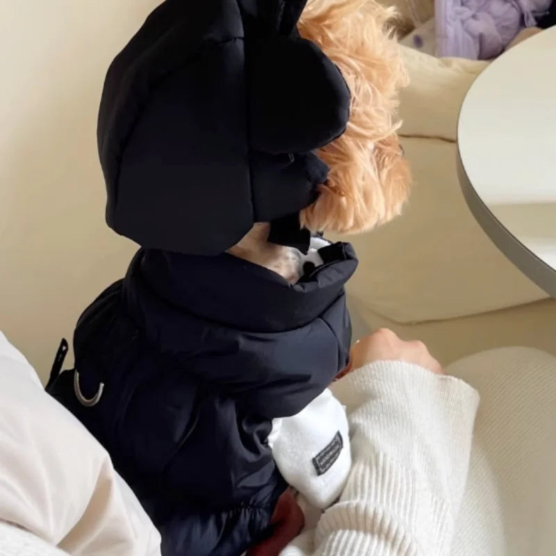Winter Padded Dog Jacket Coat Warm Soft Dog Clothes Fashion Solid Puppy Down Jacket Cute Bow Cat Vest Coat Chihuahua Pet Costume