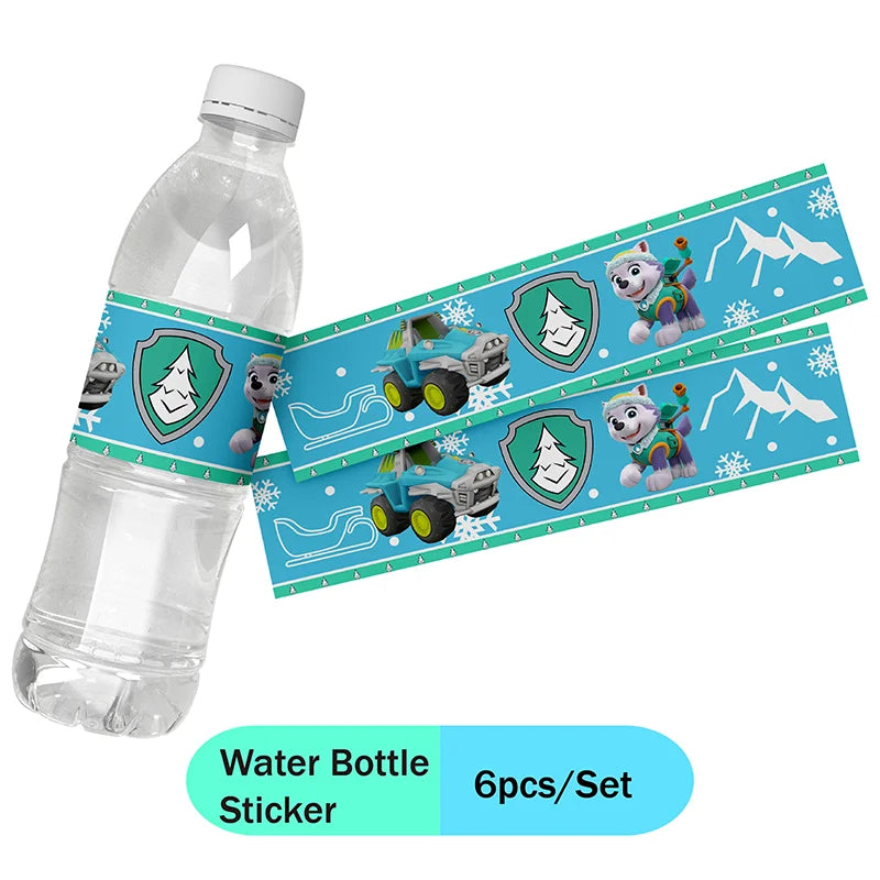 Paw Patrol Snow dog Everest Cartoon Animation Theme Birthday Party Decorations Disposable Sticker Balloon Paper Plates Supplies