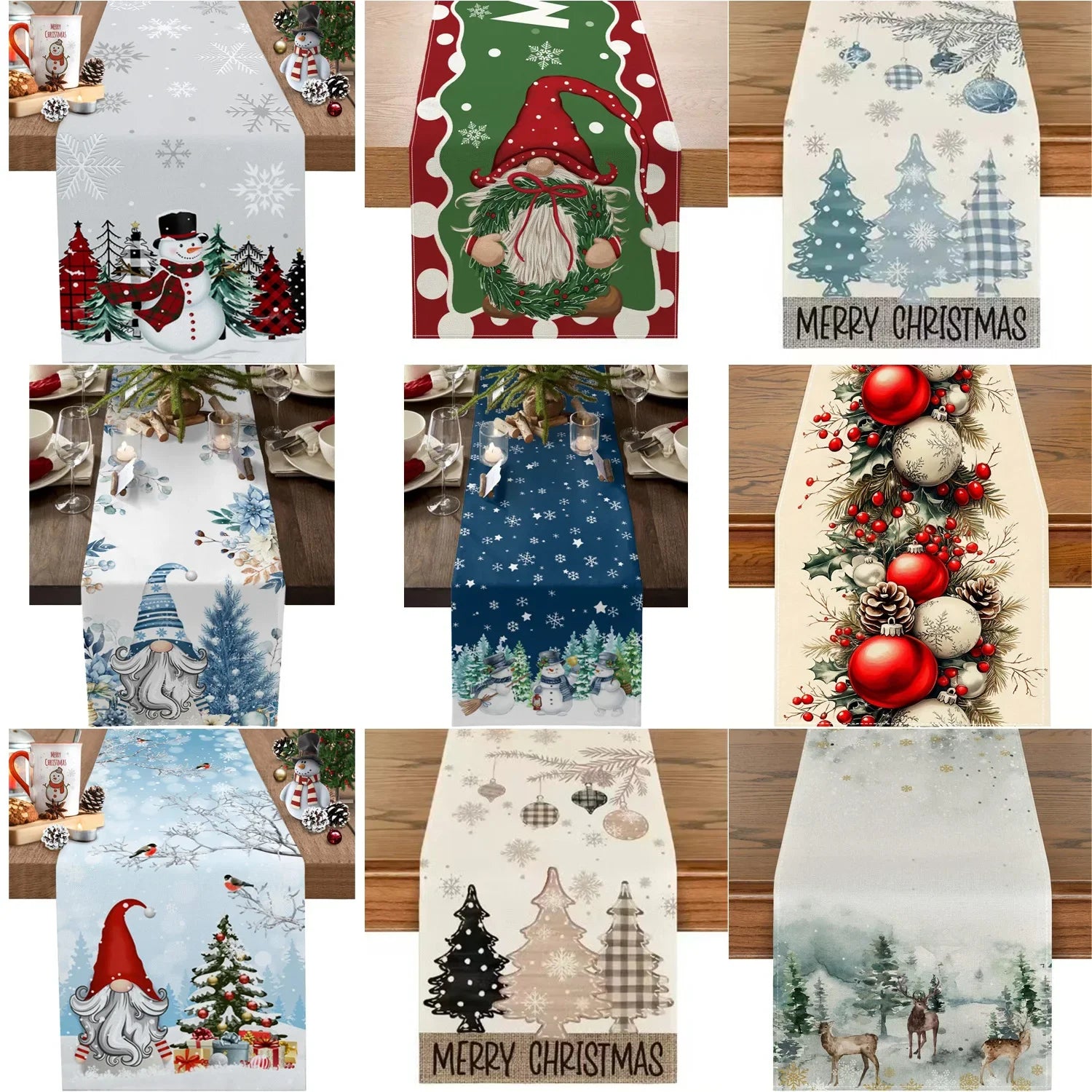 Santa Claus Table Runner Living Room and Bedroom Backdrop Decoration Fabric, Christmas Home Soft Decoration