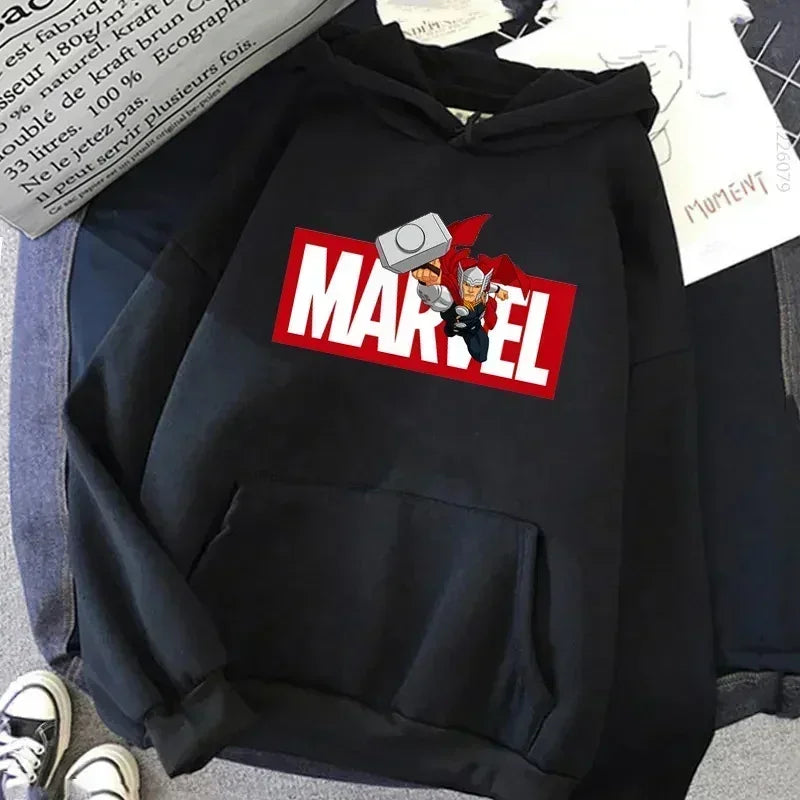 Daily Marvel Printed Men Hoodies Cartoon Hipster Spiderman Creative Fashion Graphic Trendy Autumn Winter Male Sweatshirts