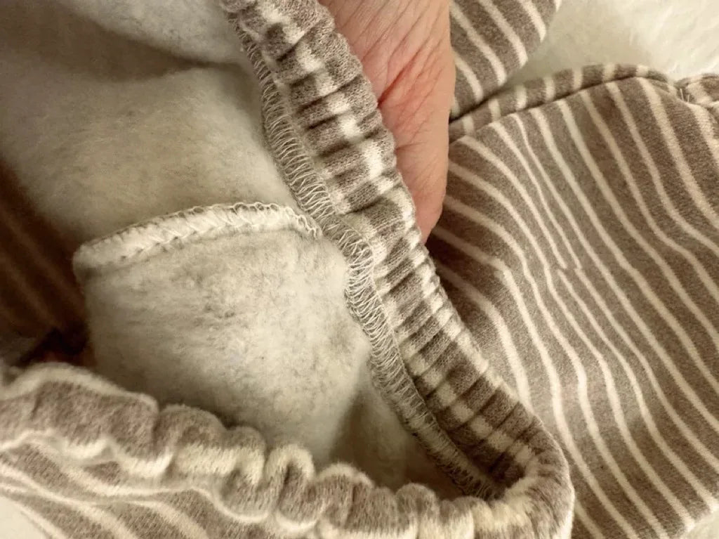 Autumn Winter Ins Infant Striped Plus Velvet Trousers Boy Baby Retro Fleece Thick Casual Pants Girl Children Warm Cotton Pants