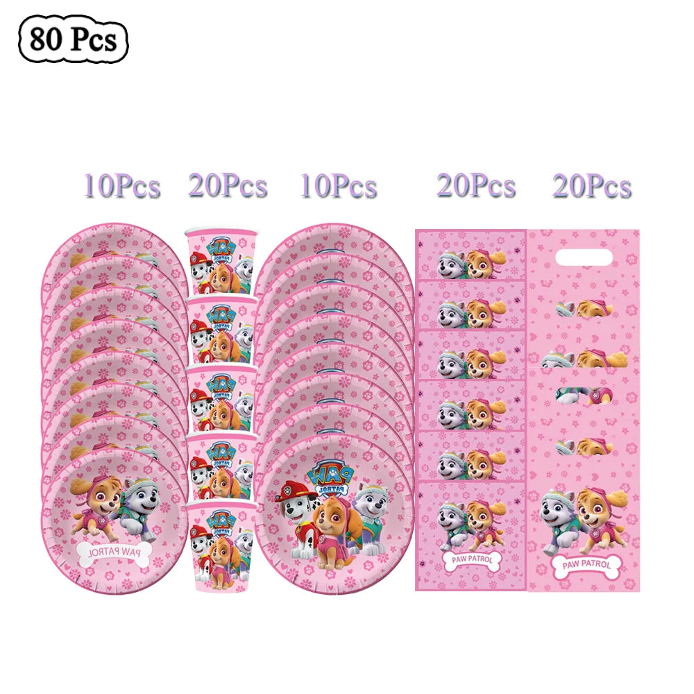 Paw Patrol Birthday Decorations Dogs Skye Disposable Tableware Party Package Tablecloth Kids Favor Childrens Party Supplies