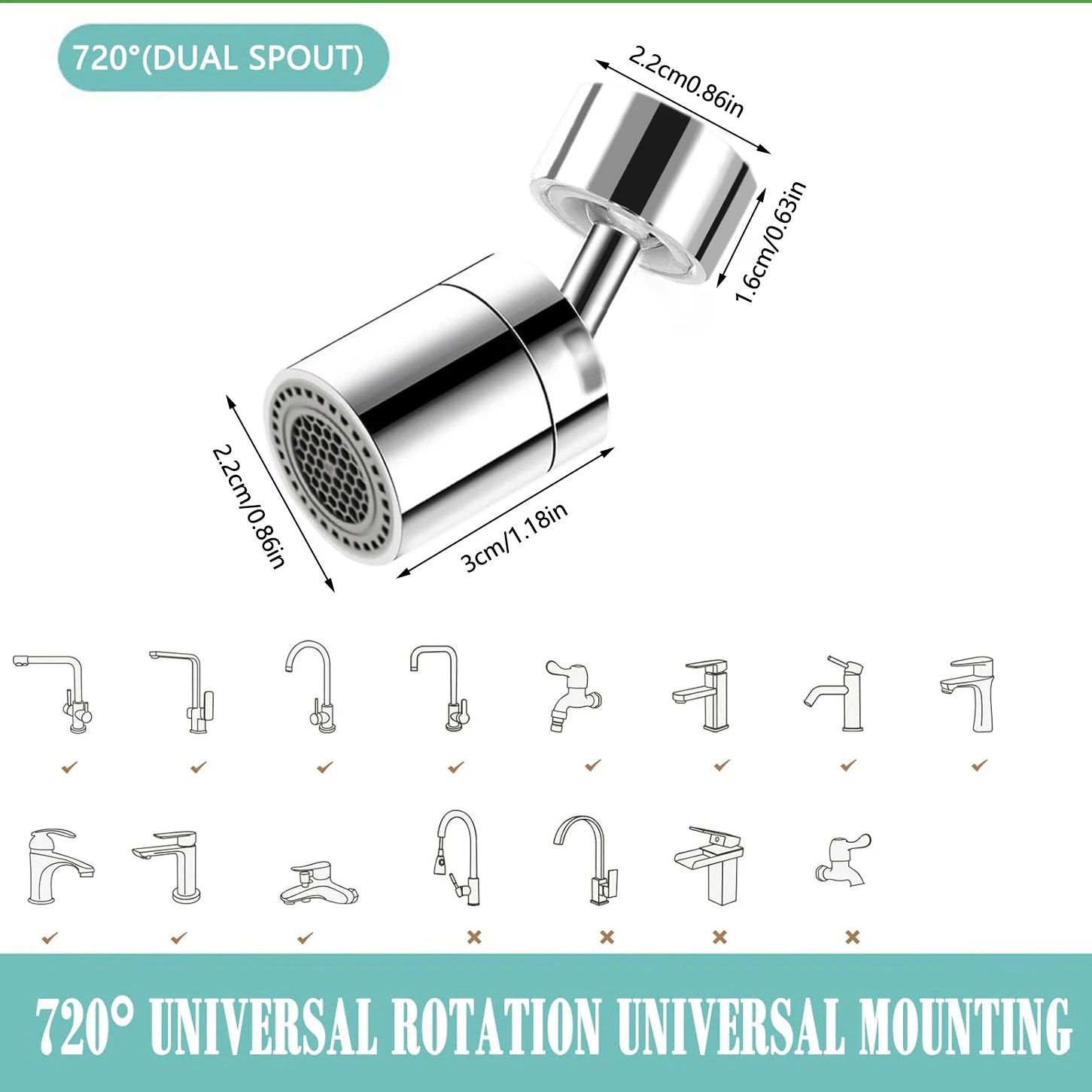 360° Rotary Kitchen Faucet Spray Head Filter washbasin Splash proof Adapter 2 Mode adjustable Kitchen Sink Faucet Aerator