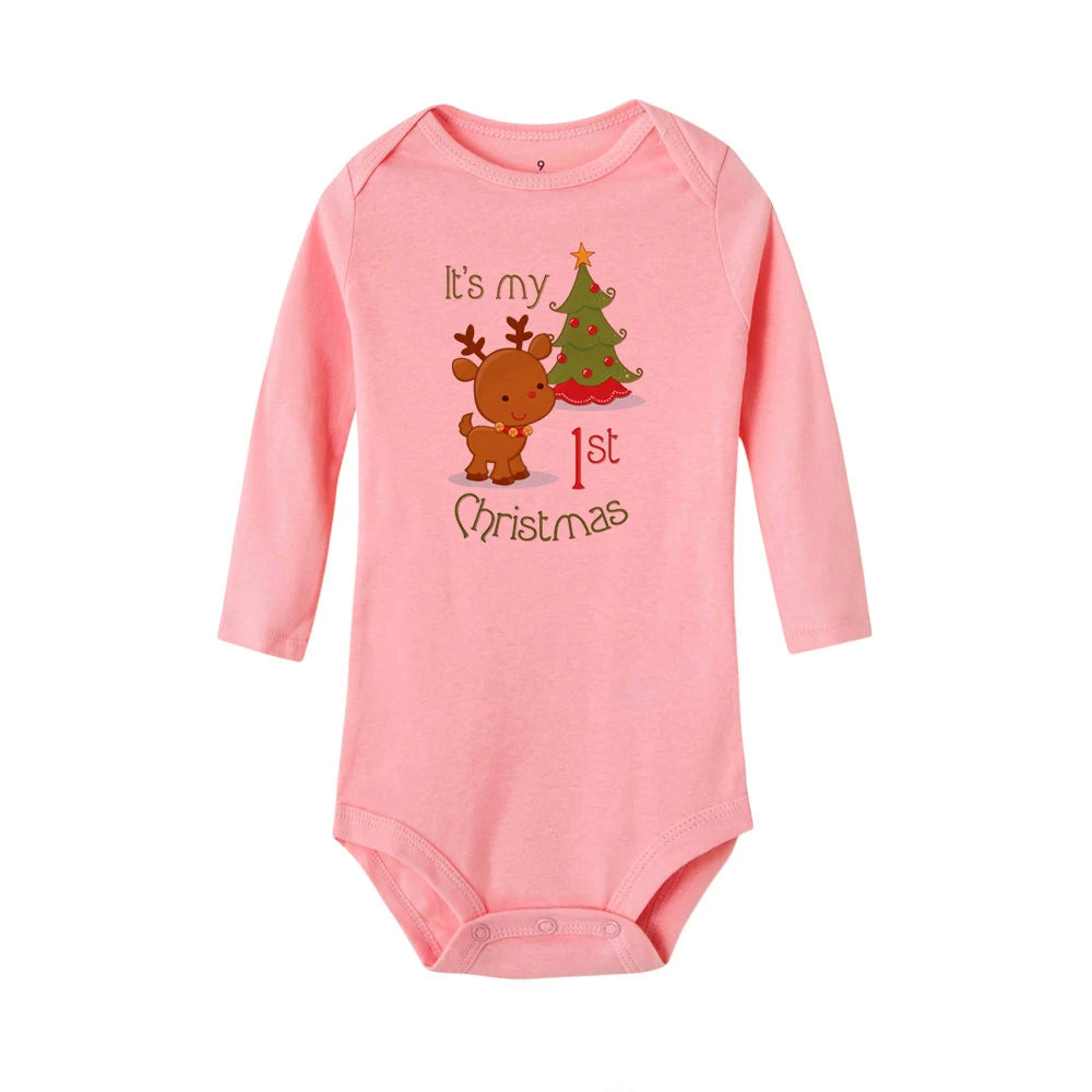 My First Christmas Baby Romper Long Sleeve Autumn Sprint Warm Baby Bodysuits Boys Girls Unisex Tee Shirts Casual Ropa