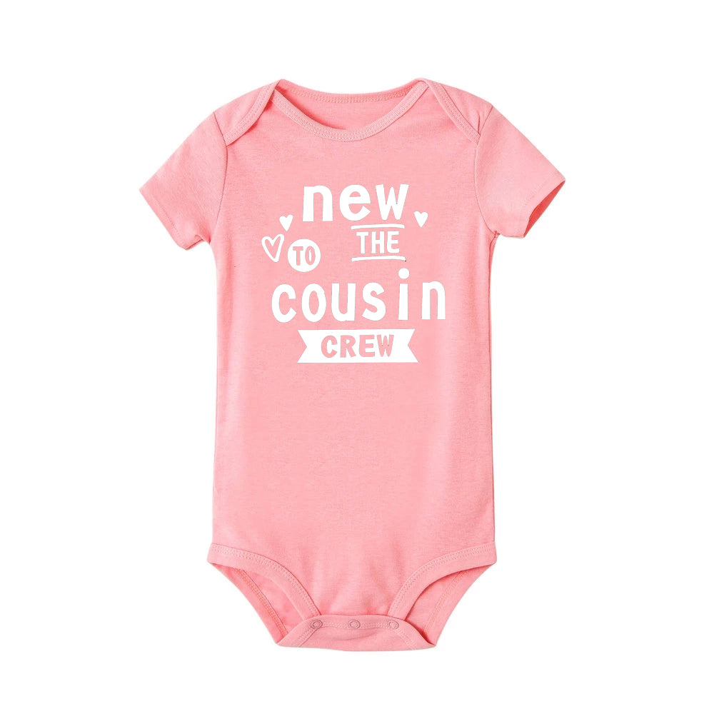 New To The Cousin Crew Print Newborn Bodysuit Baby Boy Girl Short Sleeve Romper Summer Baby Toddler Clothes Infant Shower Gifts