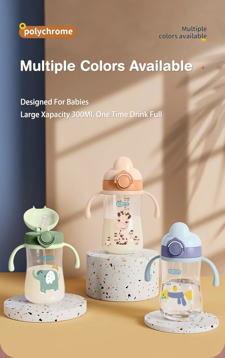 Portable Baby Water Bottles 300ml Baby Feeding Cup With Straw Children Learn Feeding Drinking Bottle Kids Training Cups BPA Free