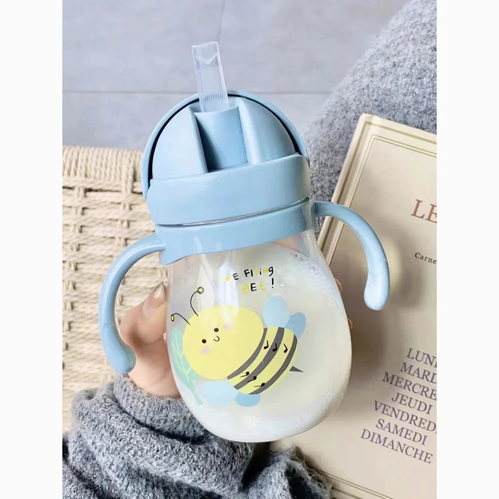 350/250ml baby straw cup cute cartoon anti-choking water cup kindergarten children gravity ball water cup gift