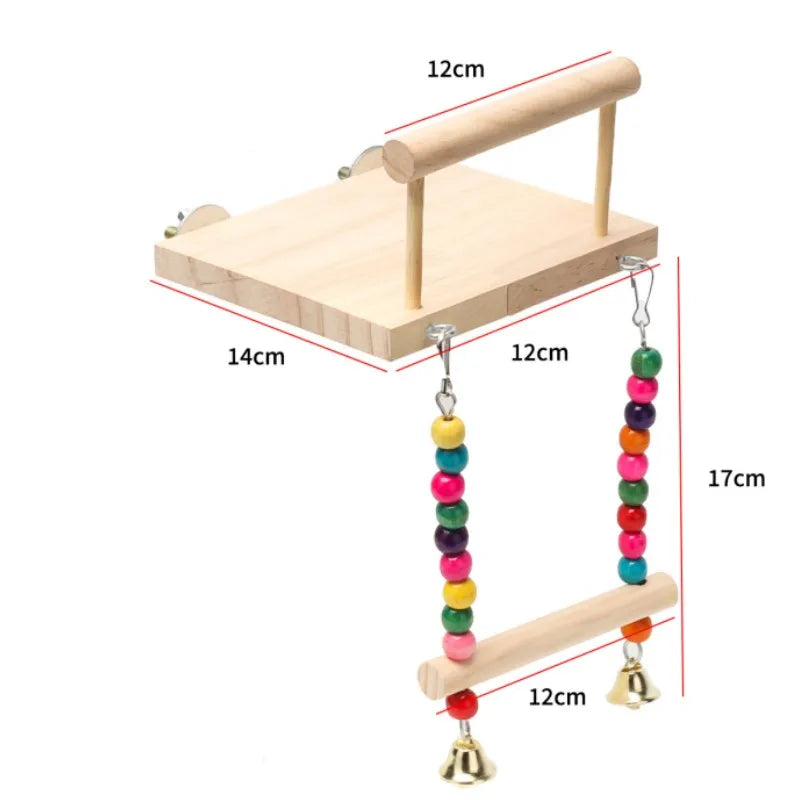 Parrot Toys New Swing Toy Wooden Bird  Perch Stand Playstand With Chewing Beads Playground for Budgie Birds Accessories for Cage