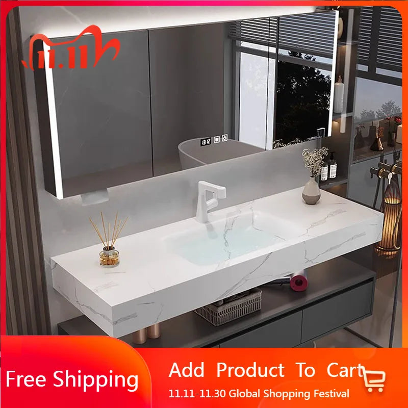 Armoire de salle de bain légère en bois massif, toilettes de rangement Vintage, vanité de salle de bain, miroirs de maquillage, meubles Para Banheiro