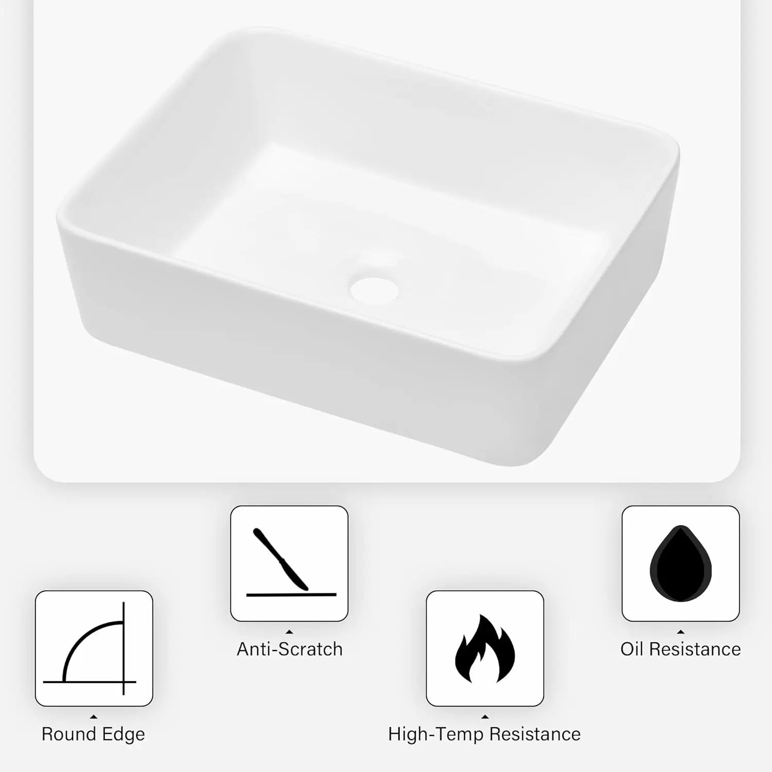 1pc Countertop Vessel Sink, Above Counter Ceramic Hand Wash Basin Vanity Sink, Bathroom Sanitary Ware Art Basin Vessel Sink Bowl