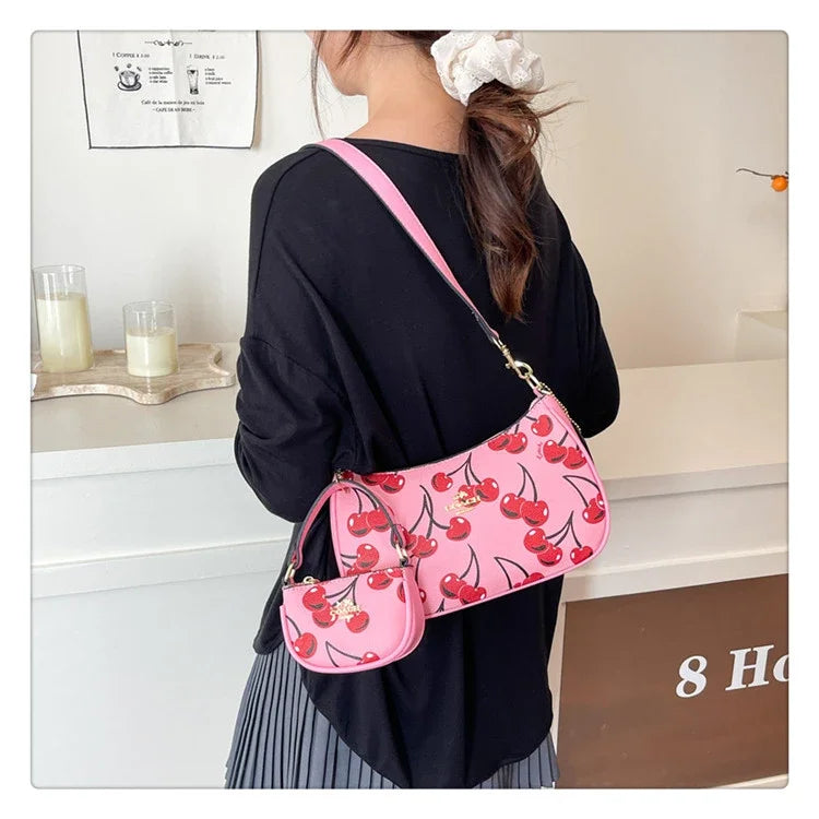 2025 Latest! Modern Vintage Cherry Crossbody - Mahjong - Style Chain Bag, Shoulder/Underarm Design, Women's Light Luxury