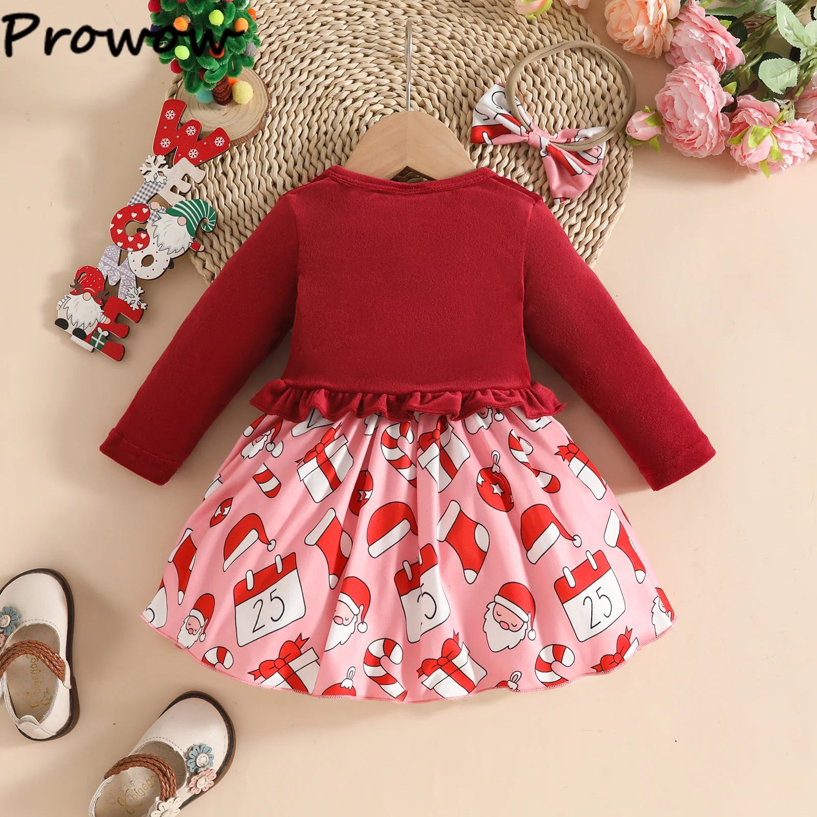 Prowow 0-3Y New Year Baby Dresses Green Velvet Coat Cardigan+Gingerbread Man Dress For Newborns My First Christmas Baby Clothes