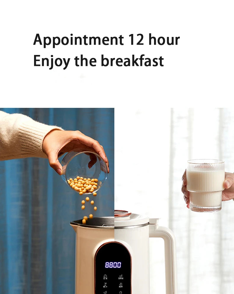 1500ML Soy Milk Machine Electric Juicer Blender Mixer Nut Milky Maker Wall Breaking Machine 10-leaf Blade Breakfast Machine