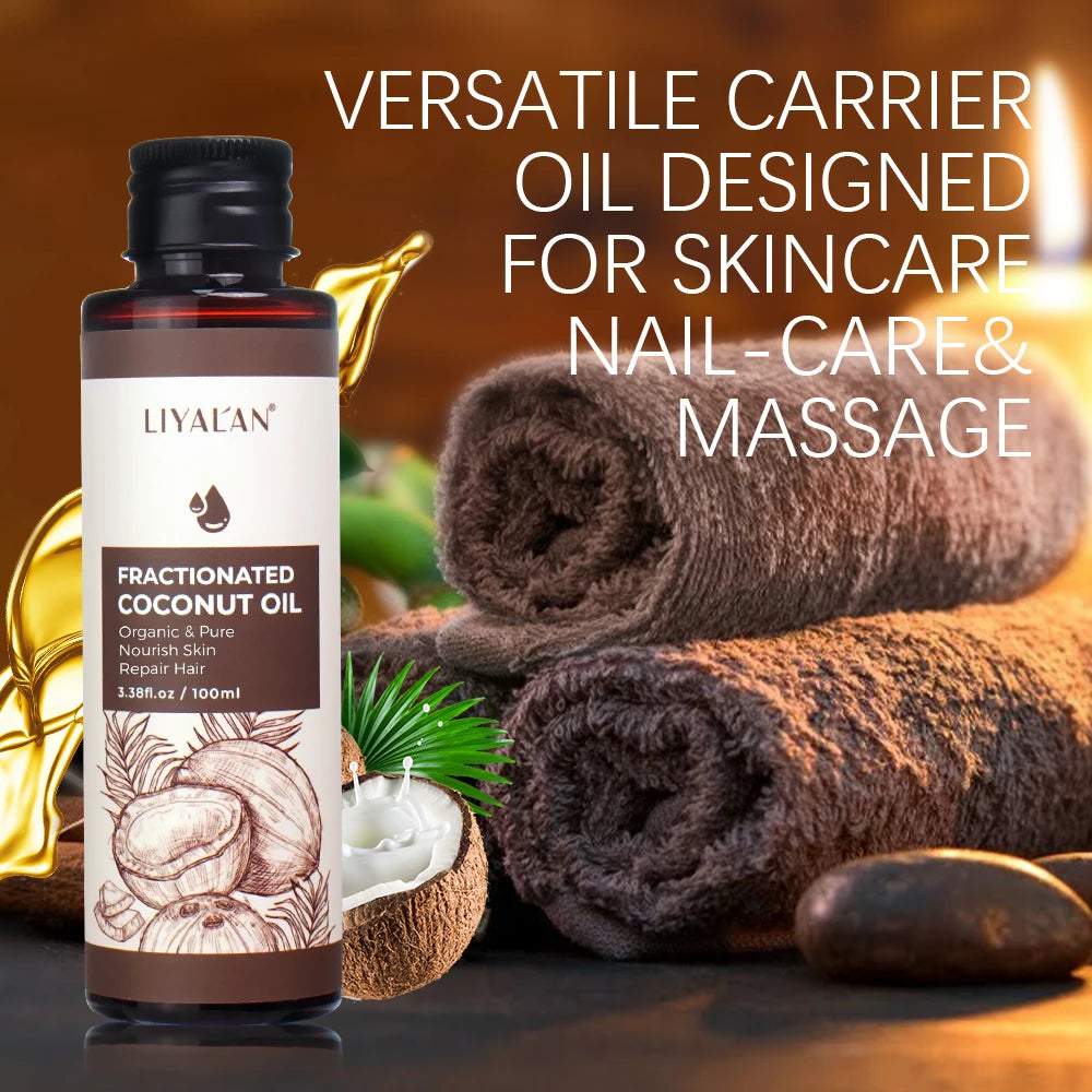 100ml Fractionated Coconut Oil Nourish Skin Repair Hair Organic Pure Carrier Oil Hair Care