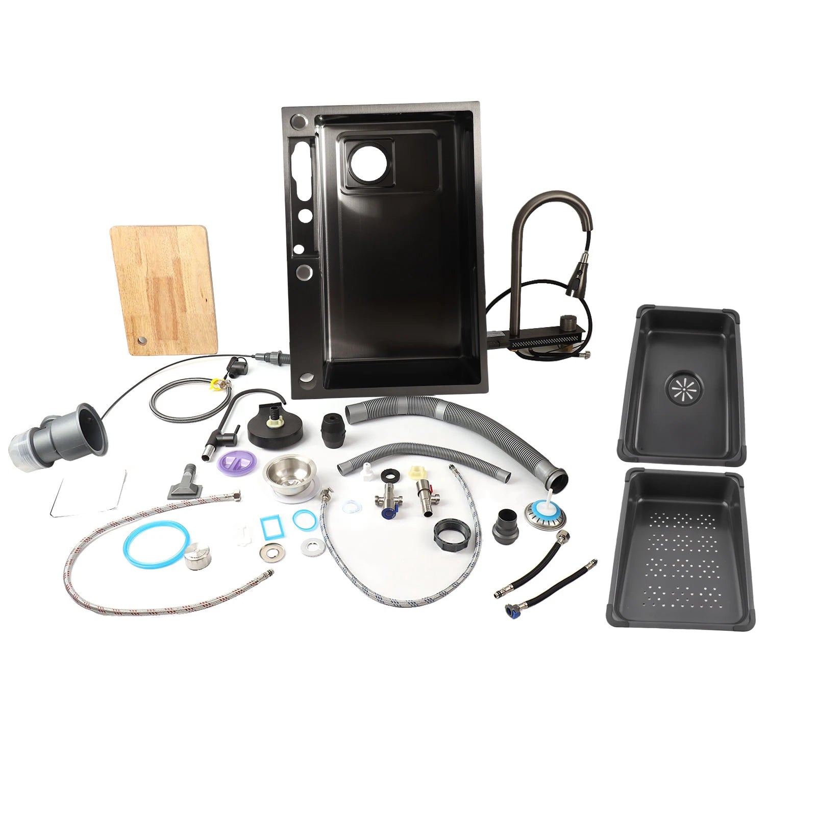 Kitchen Sink Digital Display Workstation Under Counter Kitchen Sink Basin 68x45cm Thickened Stainless Steel Kitchen Sink