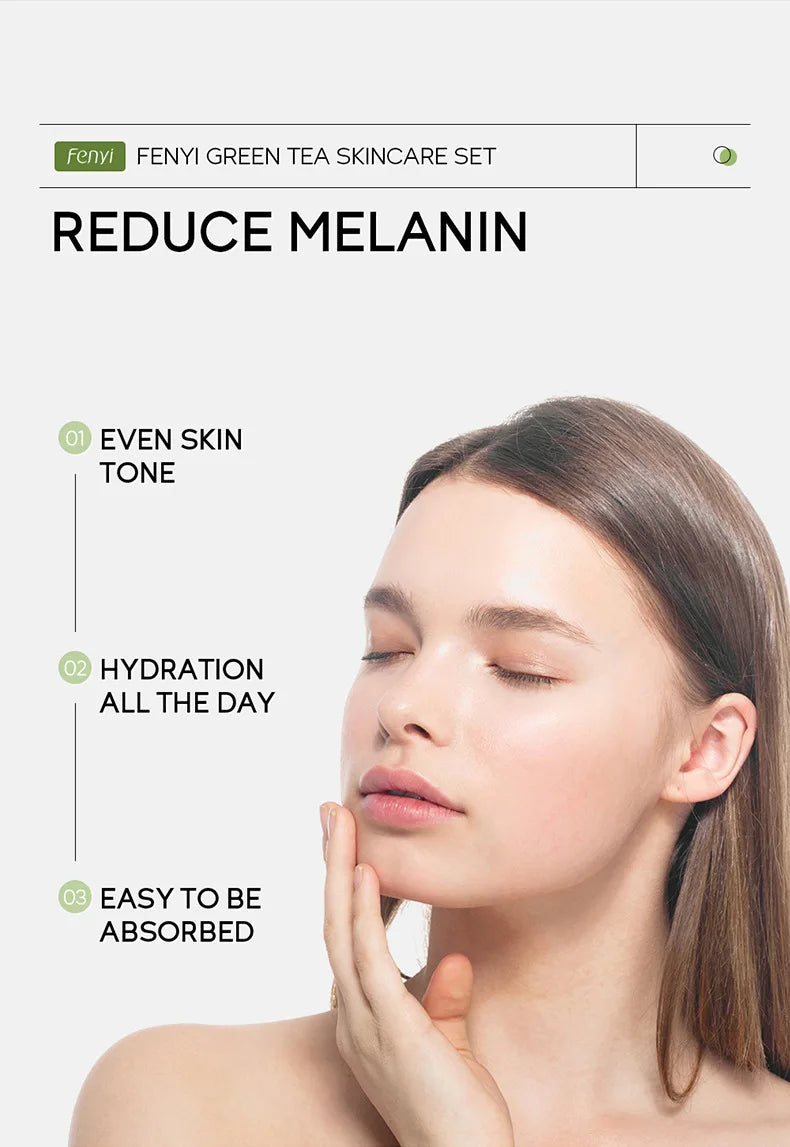 19pcs Gift Box Kit Green Tea Skin Rejuvenation Face Essence Korean Face Cream Fade Dark Circles Eye Cream Skin Care Products