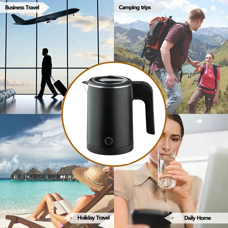Portable Electric Kettle 600W 500ML Stainless Steel Water Boiling Pot for Home Office Travel Electric Kettle Kitchen Appliance