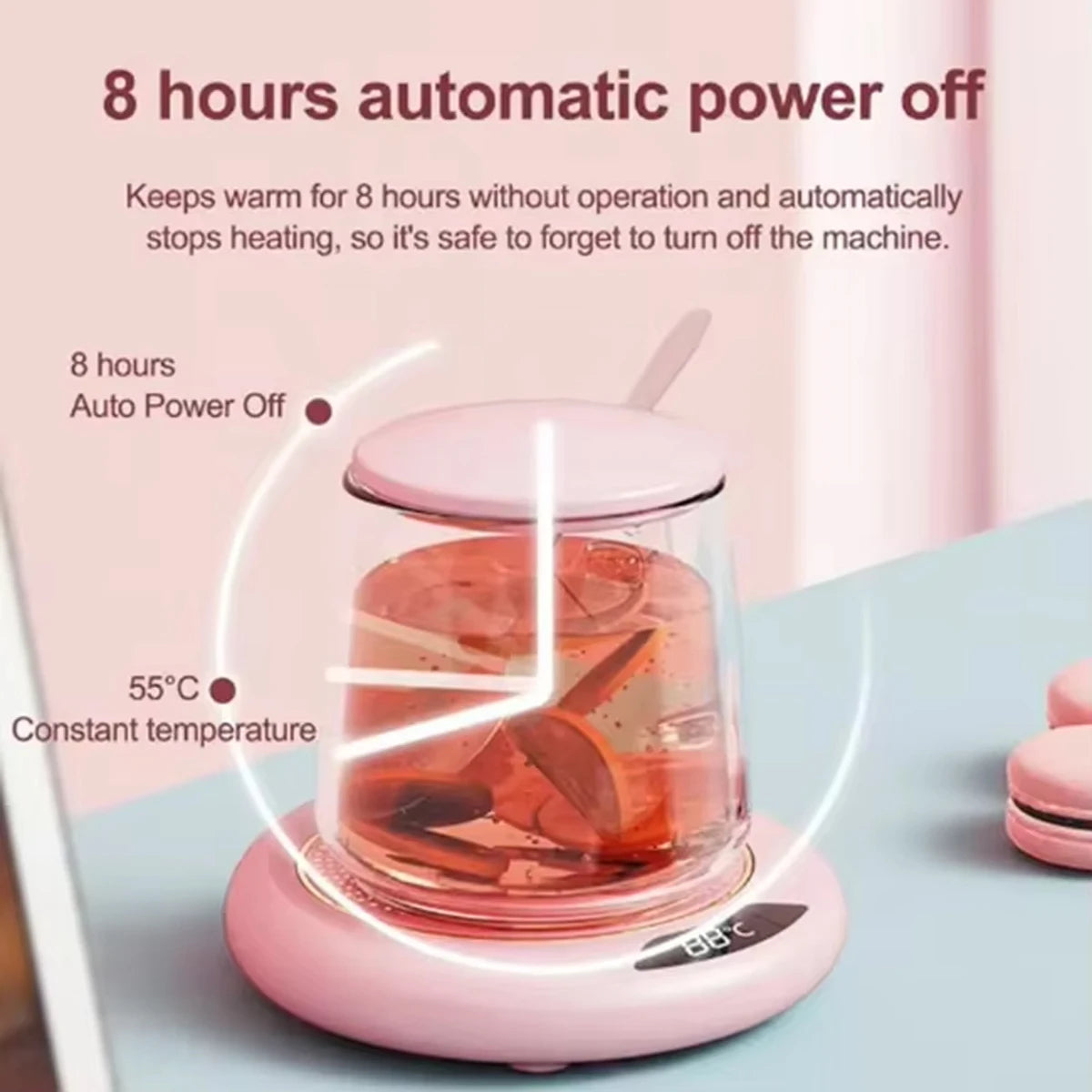 1PC Thermostatic Heating Coaster USB Home Heating Coaster 3-speed Adjustment Heating 55 Degrees Constant Temperature