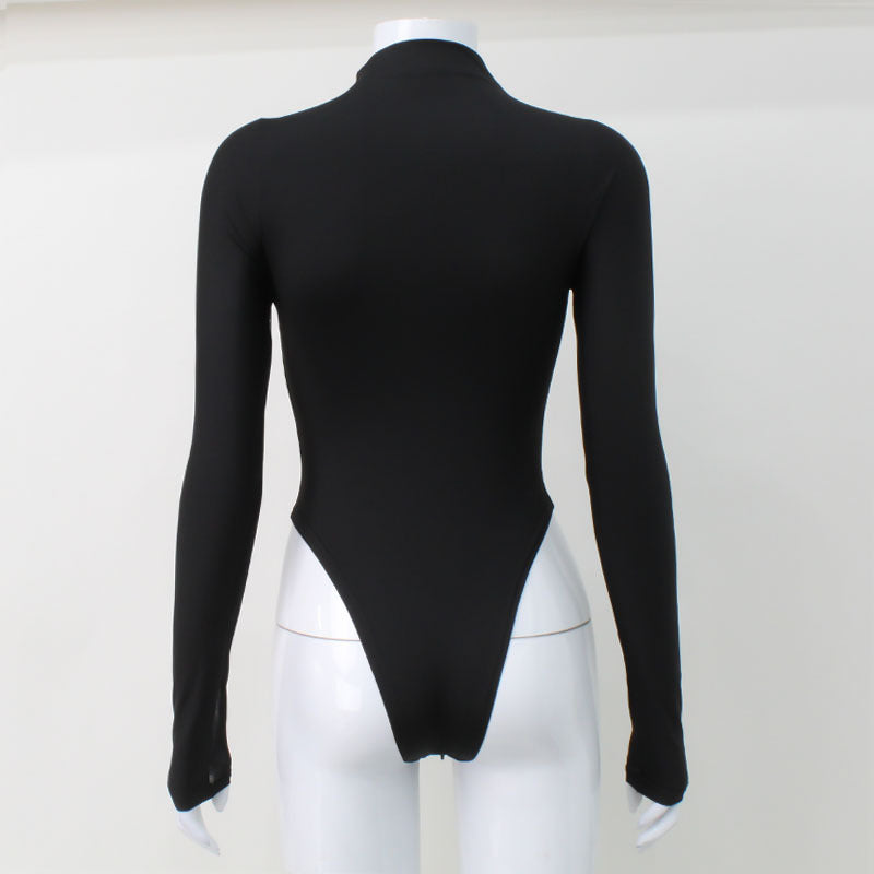 Bodysuit Women Sexy Transparent Turtleneck Festivals Outfits Mesh Top Long Sleeve Tees Sexy Woman Costume See Through Leotard