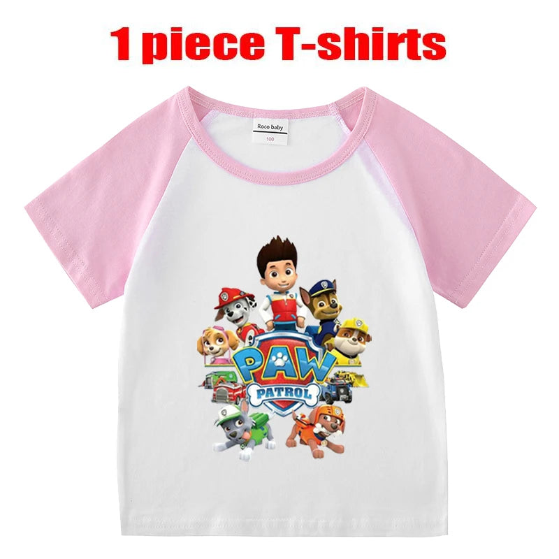 Children's PAW Patrol T-Shirt Kids Clothes Boys Girls Summer Cartoon Tops Short Sleeve Clothes 100% Cotton Baby Clothing
