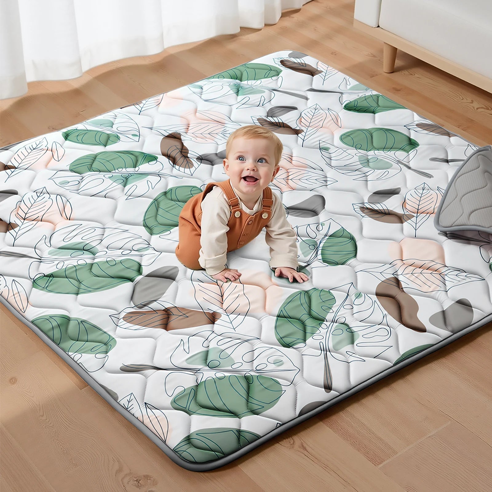 Baby Play Mats, Crawling Playpen Mat, Thicken Soft Padding Foam Playmat Foldable Crawling Mats, Non-Slip & Machine Washable