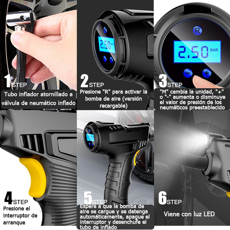 120W Automobile Car Air Pump，Air Compressor Self inflating machine Smart Digital Display LED Lighting Suitable for Car Bike Ball