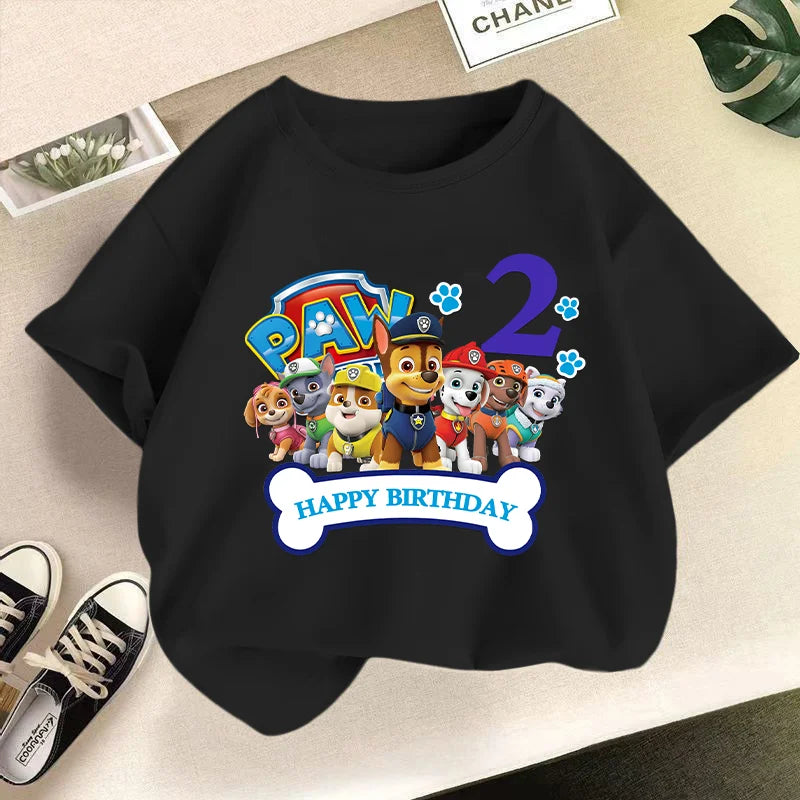 Paw Patrol Child Short Sleeve T-shirt Cartoon Chase Skye Printed Pullover Boys Girls Summer Breathable Casual Cotton Tops Gifts