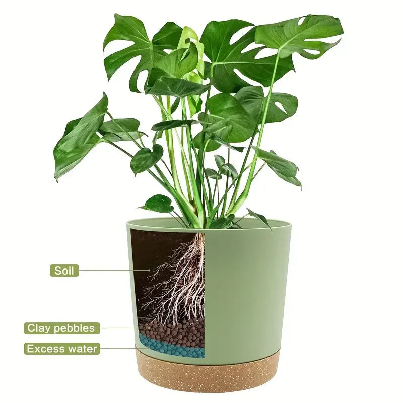 2pcs, 4.7nch Round straight plastic Anthony flower pot balcony garden potted green radish fortune tree species flower pot with t