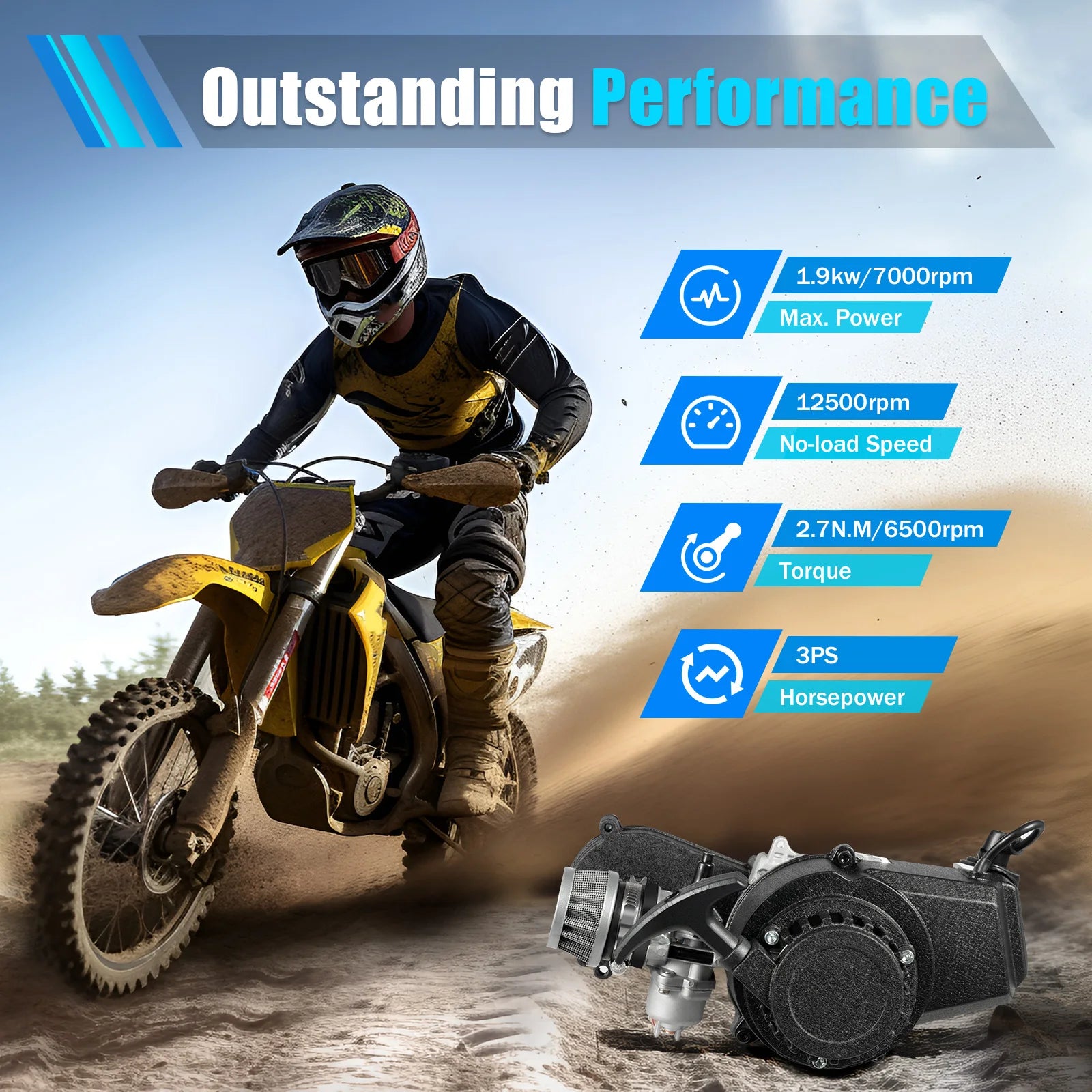 49CC 2 Stroke Engine Motor Kit Pull Start For Pocket Mini Dirt Bike ATV Scooter Air-Cooled