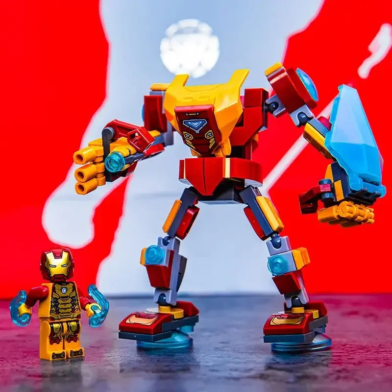 Marvel Captain America  Iron Man Venom Wolverine Thor Black Panther Thanos Doll Mecha Man Doll Building Block Assembly Toy Model