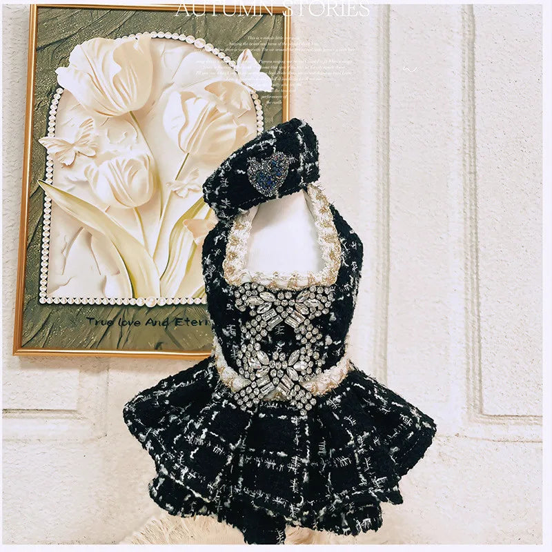 Luxury Brand Classic Thickened Pet Dress Autumn Winter Custom-Made Exquisite Dog Coat Skirt Thickened