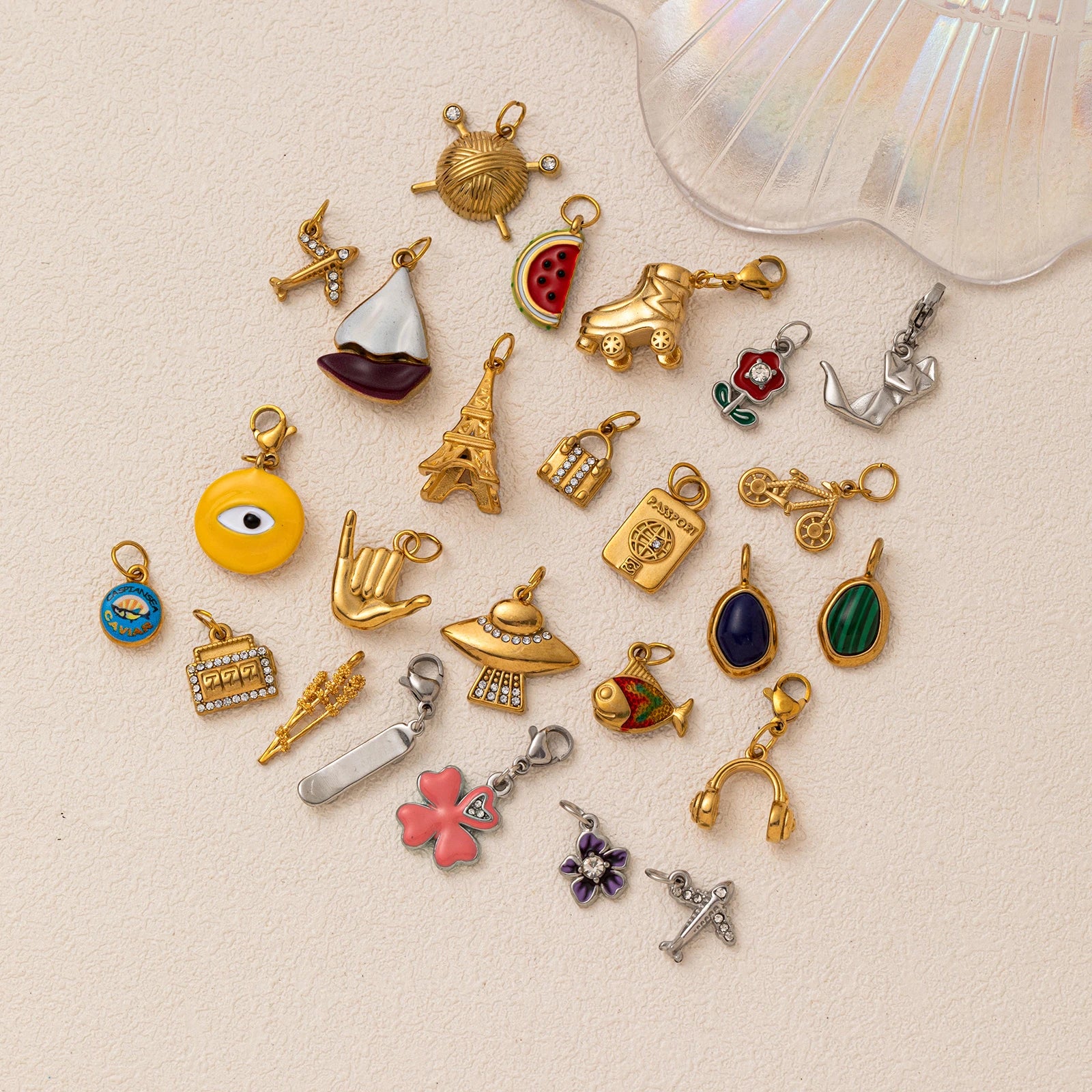 Cute Enamel Charms Stainless Steel 18K Gold Plated, DIY Jewelry Making Pendants for Handmade Necklac