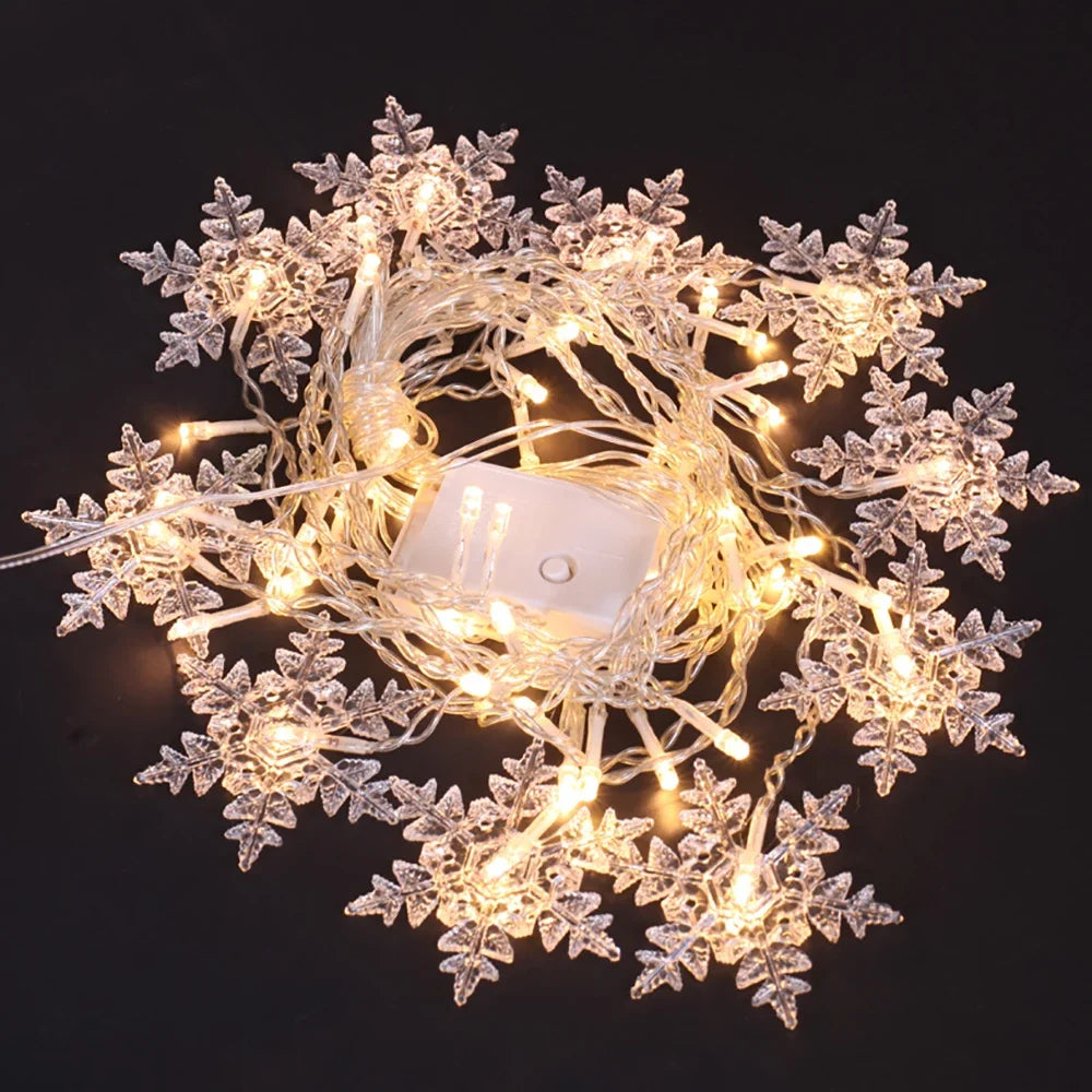 Christmas Snowflake Fairy Lights 4M 96Led Curtain Lights Snowflake String Lights for Halloween Thanksgiving Christmas Decoration