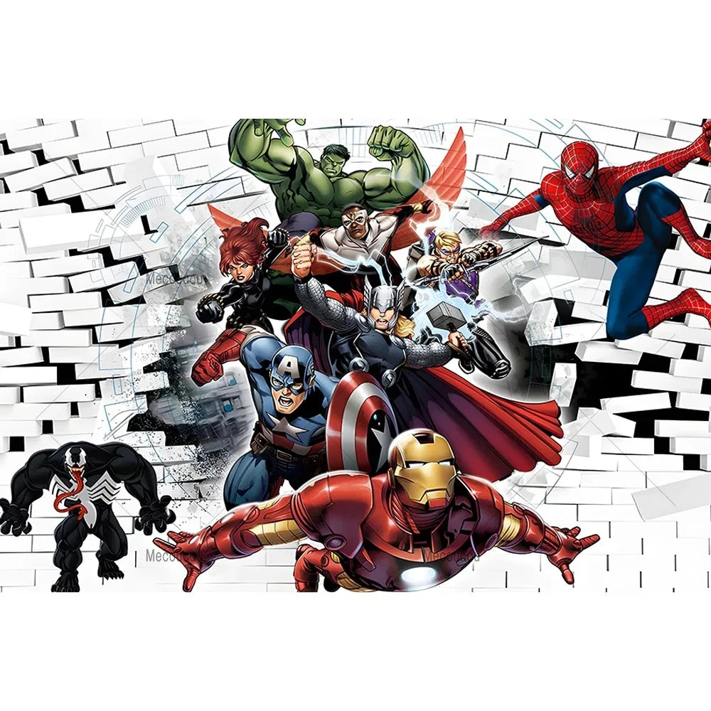 MARVEL Photography Backgrounds for Kids Birthday Party Spiderman Iron Man Hulk Banner Children Portrait Custom Photo Backdrops