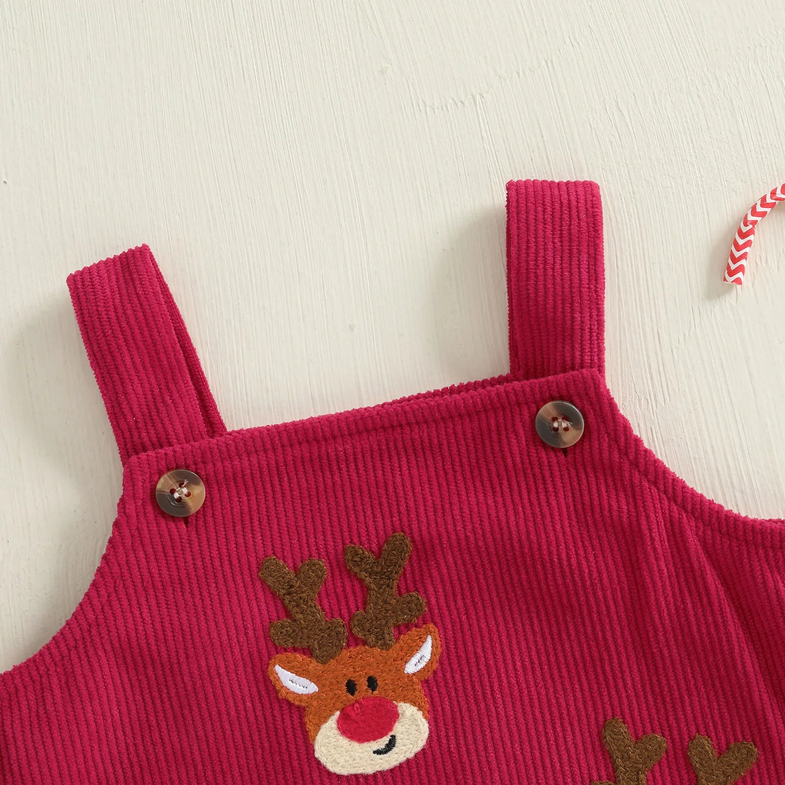 Baby Clothing Christmas Cotton Corduroy Suspender Romper 0-18M Newborn Baby Girls Boys Reindeer Embroidery Sleeveless Bodysuit