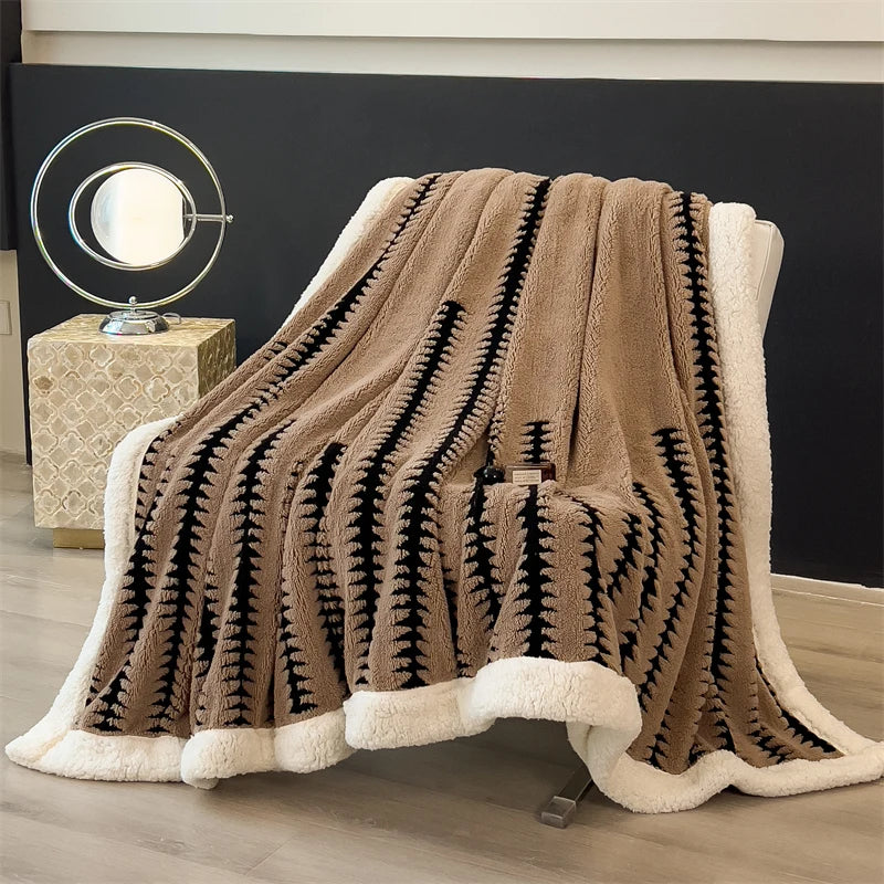 Blanket Quilt New Thickened Cloud-feel Fleece Double-layer  Plush Winter Wool Knee Nap Four Seasons Blankets for Sofas Sleeping
