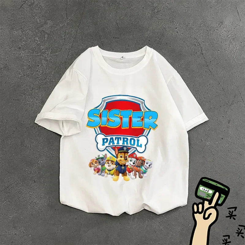 Paw Patrol Summer Tops Cotton T-shirt White Shirt Print Women Cartoons Fashion Black Clothes Man Adult Tee Short Sleeve Clothing