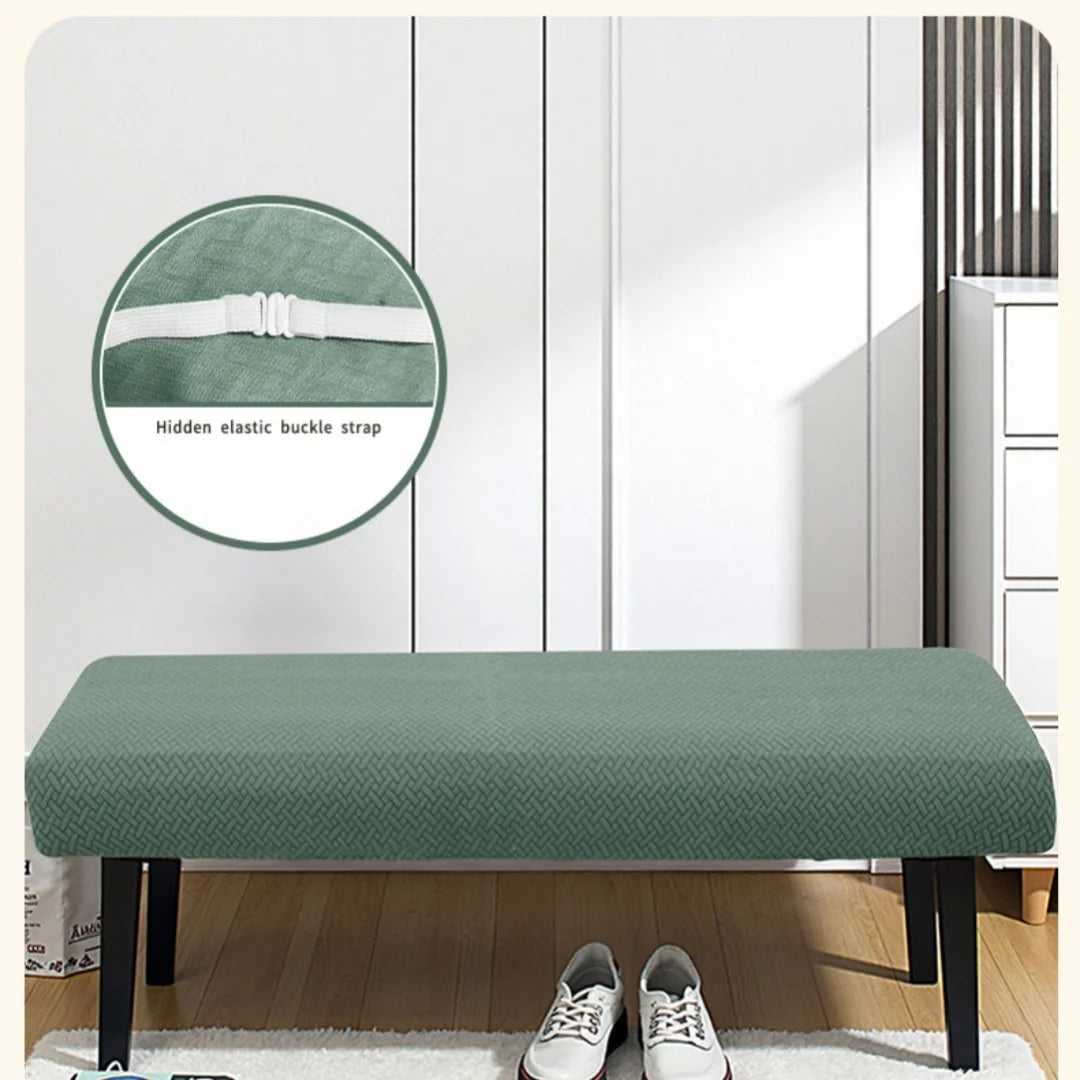 1PC Stretch Jacquard Dining Bench Cover Living Room Anti-Dust Removable Bench Slipcover Washable Bench Seat Protector