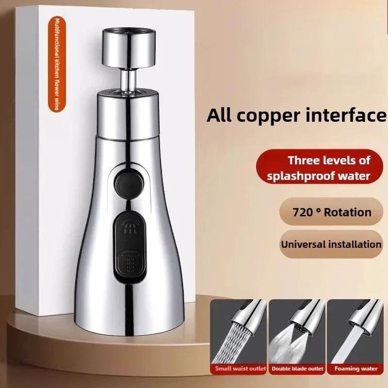 360° Rotating Kitchen Faucet Slim Waist Pressurized Anti-Splash Extended Filter Foam Universal Faucet Head Sprayer for Kitchen