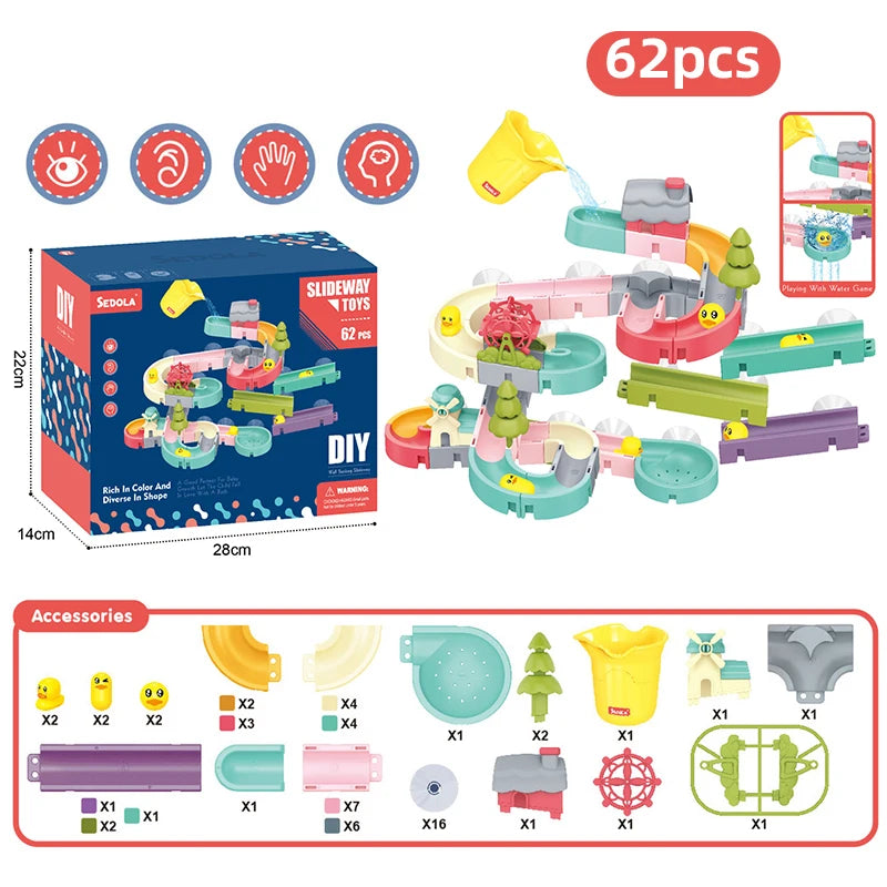 Baby Bath Toys DIY Assembling Track Bathroom Bathtub Kids Slide Paradise Play Water Toy Set Duck Slide Toy For Children Toddler