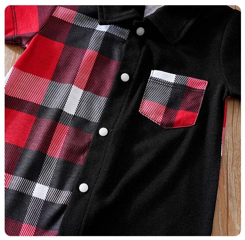 Newborn Clothes Patchwork Plaid Polo Shirt Comfortable And Soft For Boys And Girls Summer Short Sleeved Baby Jumpsuit